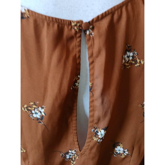 Abercrombie & Fitch Womens Brown Floral Mini Wrap Dress Long Sleeve - Picture 5 of 16